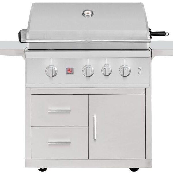 Summerset TRL Pro 32-Inch 3 Burner Freestanding Gas Grill With Rear Infrared Burner and Rotisserie Kit On Deluxe Cart