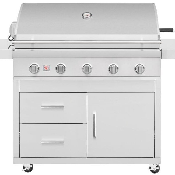 Summerset Sizzler 40-Inch 5-Burner Freestanding Gas Grill On Deluxe Cart