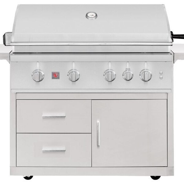 Summerset TRL Pro 40-Inch 4 Burner Freestanding Gas Grill With Rear Infrared Burner and Rotisserie Kit On Deluxe Cart