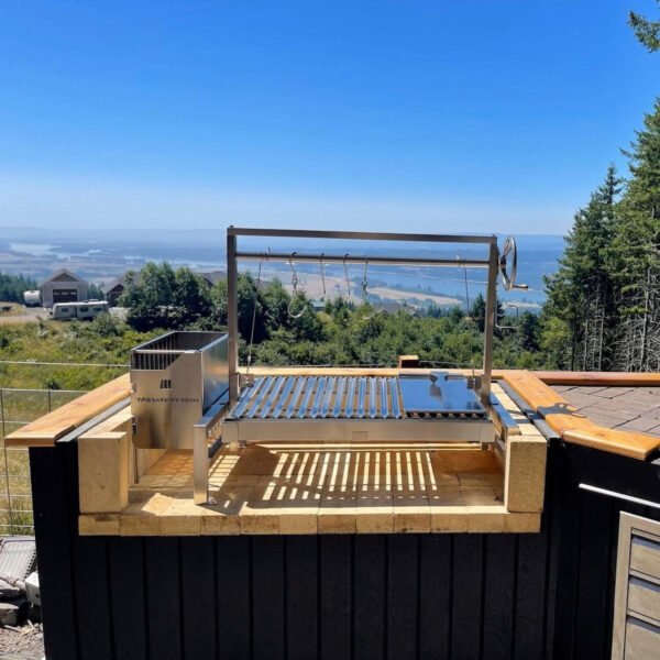 Tagwood BBQ Insert Style Argentine Santa Maria Wood Fire & Charcoal Grill W/ V-Shaped Grates