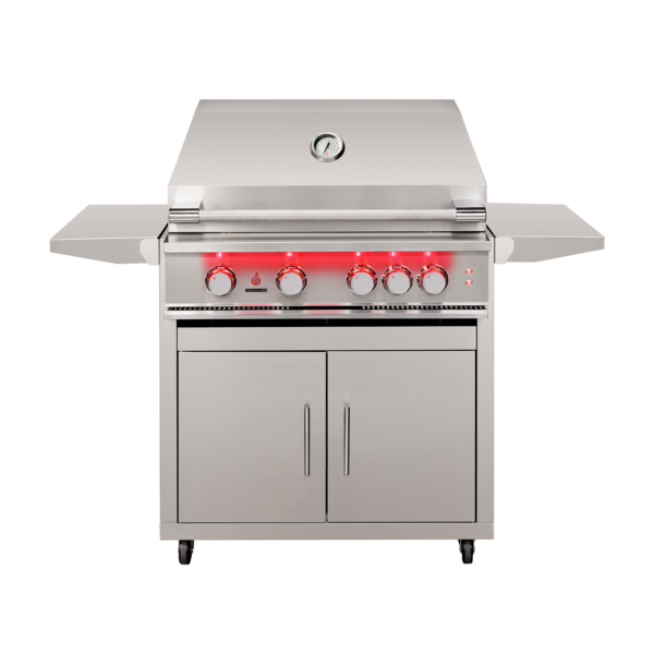TrueFlame 32-Inch 4-Burner Freestanding Gas Grill with Rear Infrared Burner and Grill Lights