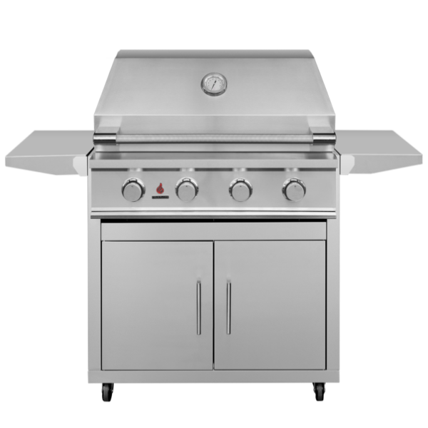 TrueFlame E-Series 32-Inch 4-Burner Gas Grill on Double Door Cart