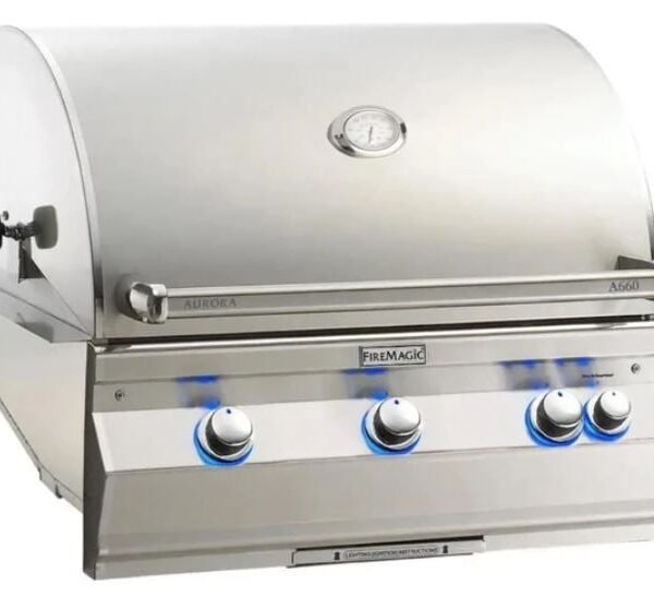 Fire Magic A660i Aurora 30" Built-In Grill with Analog Thermometer and Rotisserie Backburner, NG A660I-8EAN
