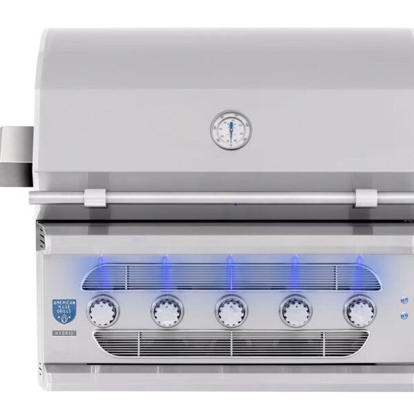 American Made Grills Muscle 36-Inch Built-in Hybrid Wood, Charcoal & Gas Grill With Infrared Sear Burner & Rotisserie Kit