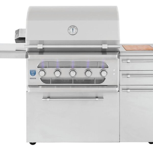 American Made Grills Muscle 36-Inch Freestanding Hybrid Wood, Charcoal & Gas Grill With Infrared Sear Burner & Rotisserie Kit