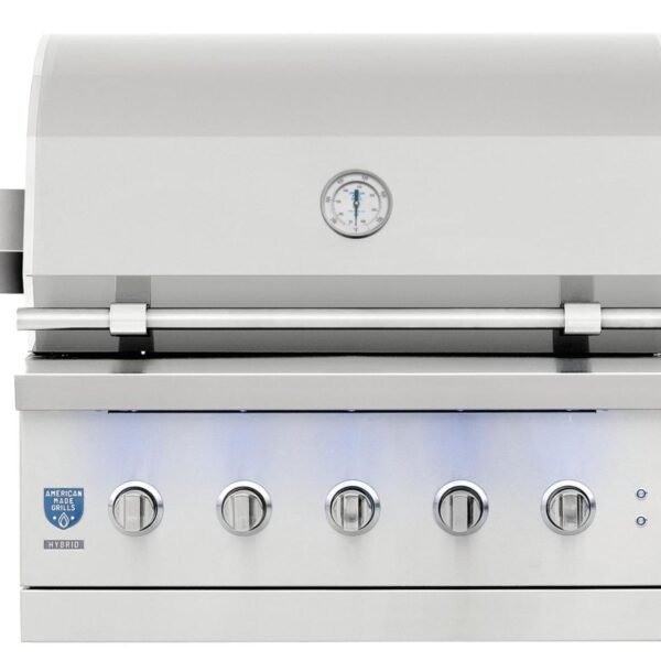 American Made Grills Encore 36-Inch Built-in Hybrid Wood, Charcoal & Gas Grill With Infrared Sear Burner & Rotisserie Kit