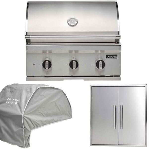 coyote 3-piece c-series 30-inch 3-burner gas grill outdoor kitchen package