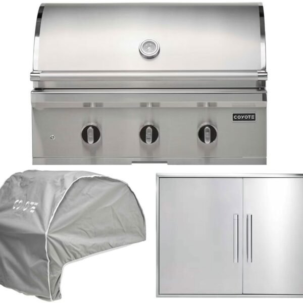 coyote 3-piece c-series 34-inch 3-burner gas grill outdoor kitchen package