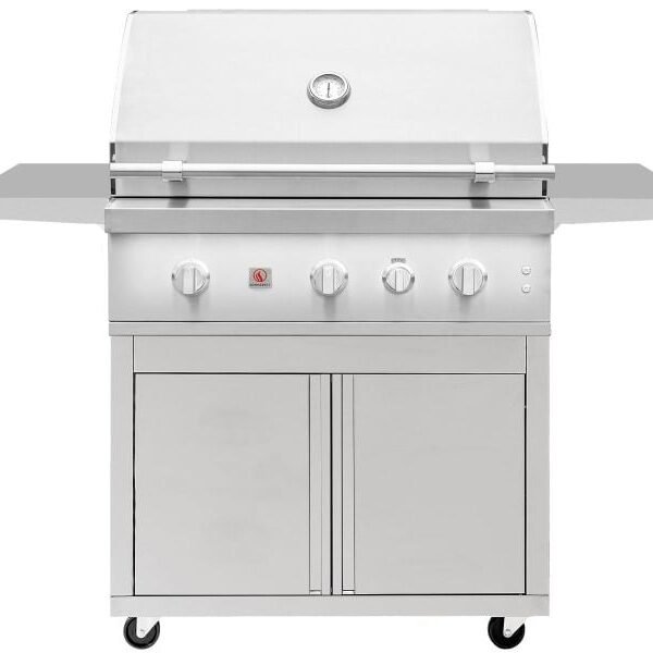 Summerset Quest 36-Inch 3-Burner Freestanding Gas Grill with Rear Infrared Burner, Rotisserie Kit & Drop-In Griddle Plate