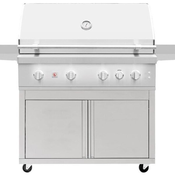 Summerset Quest 42-Inch 4 Burner Freestanding Gas Grill with Rear Infrared Burner, Rotisserie Kit & Drop-In Griddle Plate
