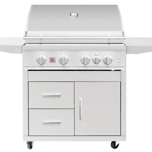 Summerset Sizzler Pro 32-inch 4-Burner Freestanding Gas Grill w/ Rear Infrared Burner on Deluxe Cart