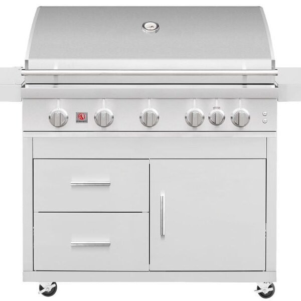 Summerset Sizzler Pro 40-Inch 5-Burner Freestanding Gas Grill With Rear Infrared Burner on Deluxe Cart